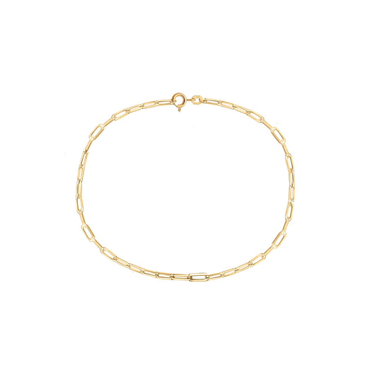 Fine Paperclip Chain Bracelet in Solid 9k Yellow Gold