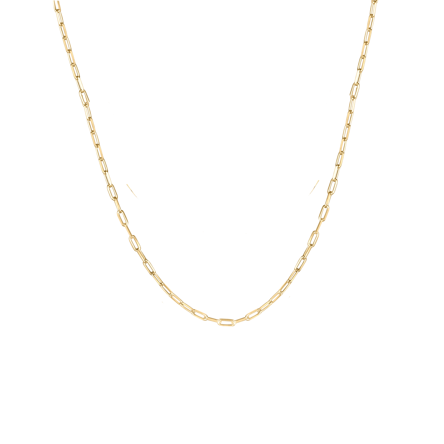 Fine Paperclip Chain Necklace in Solid 9k Yellow Gold