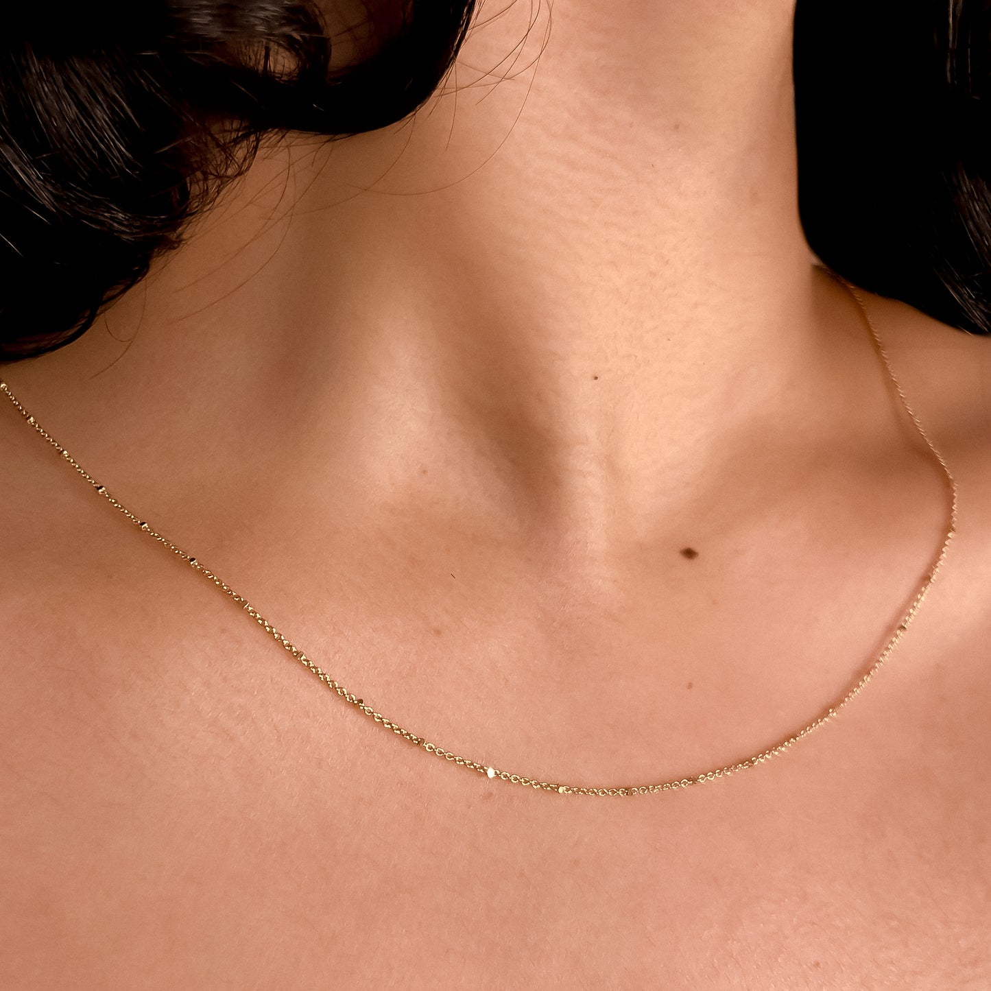 Satellite Chain Necklace in Solid 9k Yellow Gold