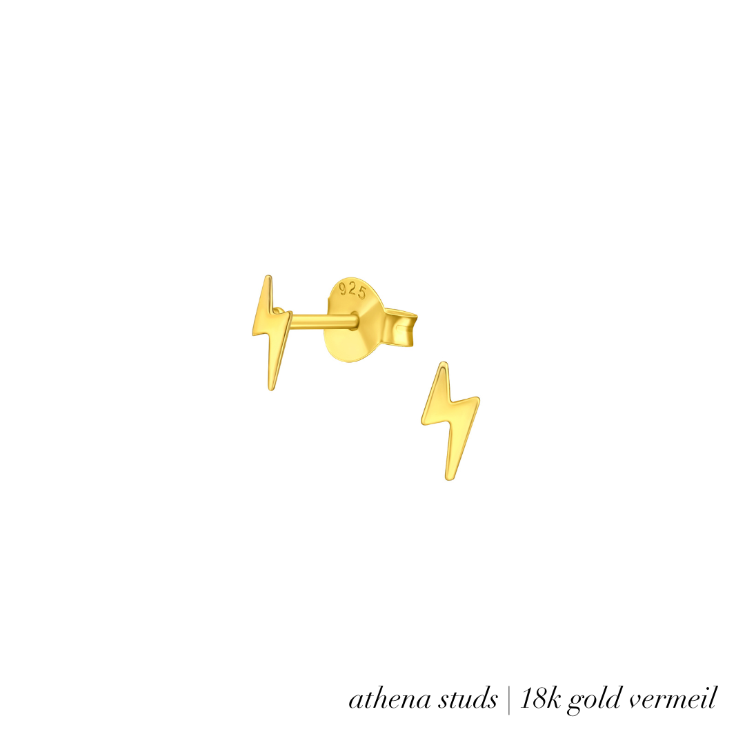 Athena Gold Lightning Studs