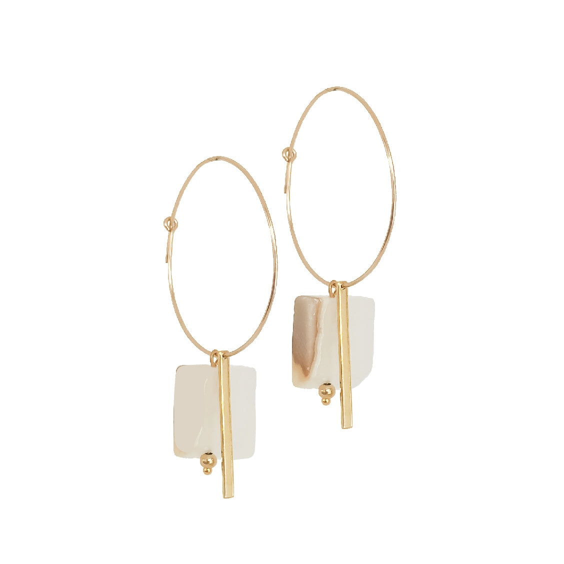 Hoop Earrings | 24K Gold and Onyx Eleni Earrings