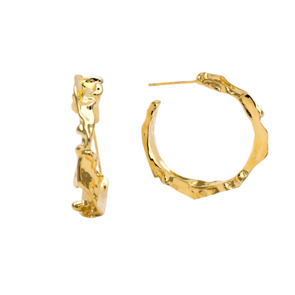 Gold Hoop Earrings | Molten Gold Hoops