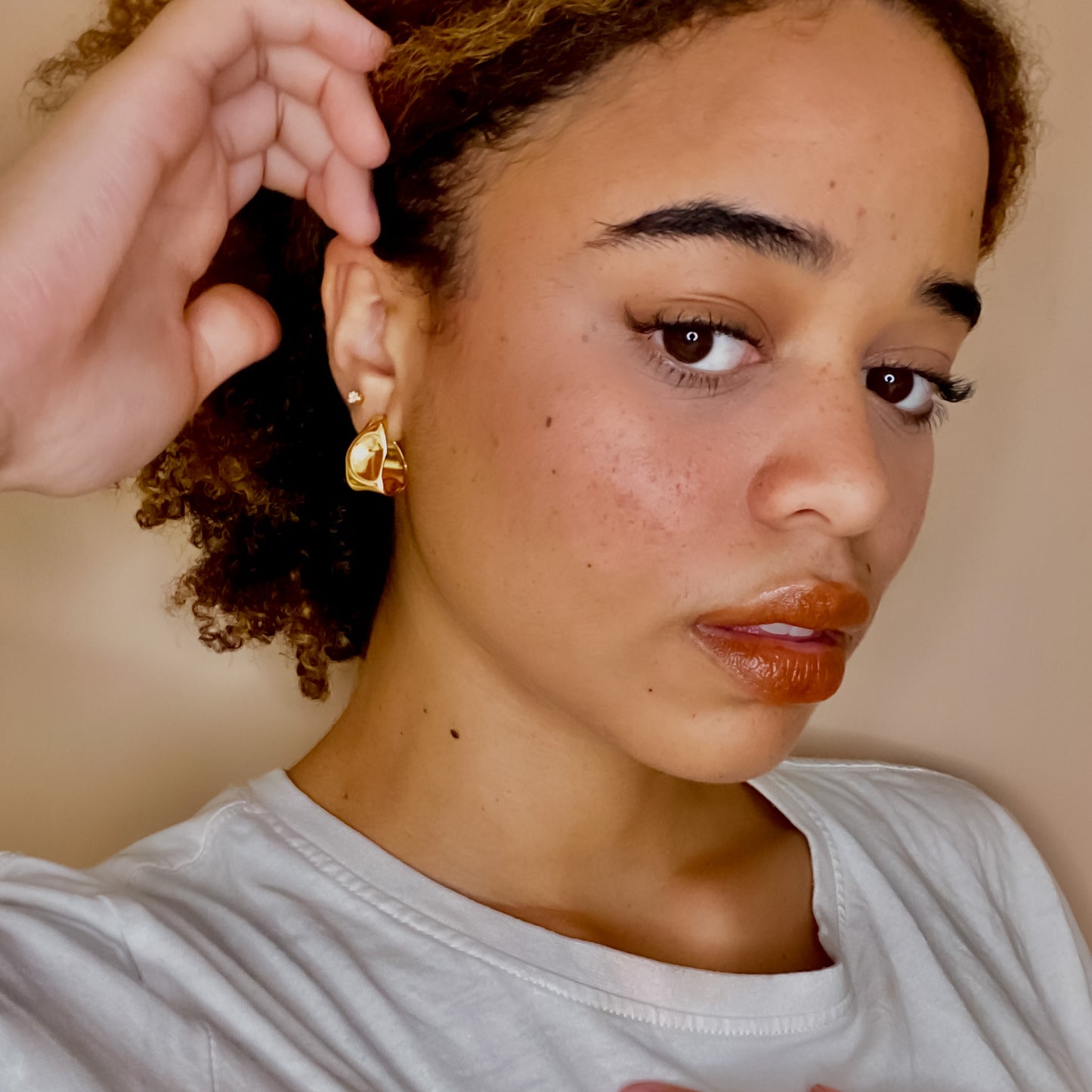 Billie Textured Chunky Gold Hoops