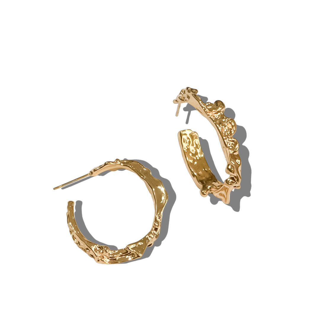 Gold Hoop Earrings | Molten Gold Hoops