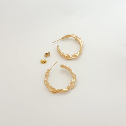 Gold Hoop Earrings | Molten Gold Hoops