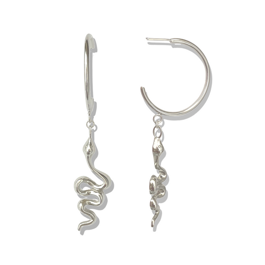 Silver Snake Hoops | Silver Shakti Snake Hoop Earrings