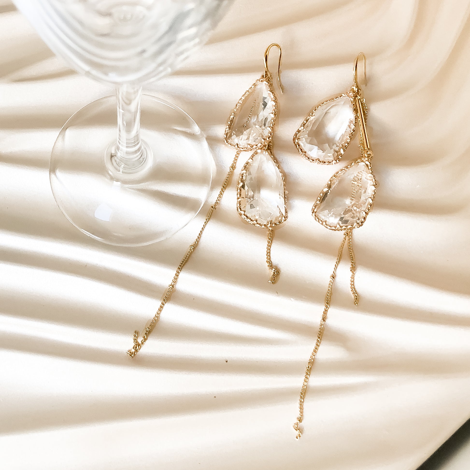 delicate crystal earrings, modern bridal jewellery, affordable statement jewellery, gold statement earrings, australian jewellery, brisbane jewellery brands